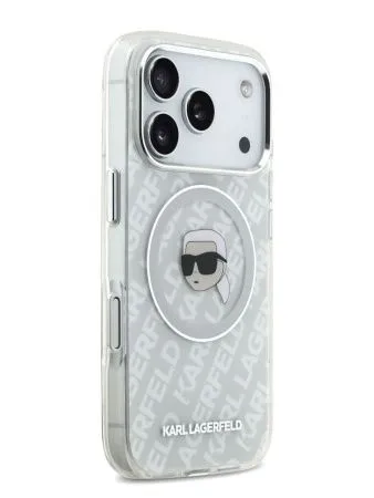 Lagerfeld для iPhone 17 Pro Max чехол IML Karl Head on logo Metal Cam Hard Grey (MagSafe)