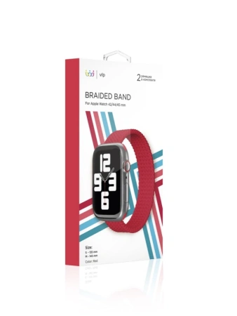 Ремешок нейлоновый плетёный "vlp" для Apple Watch 42/44/45, S/M, 2шт, красный