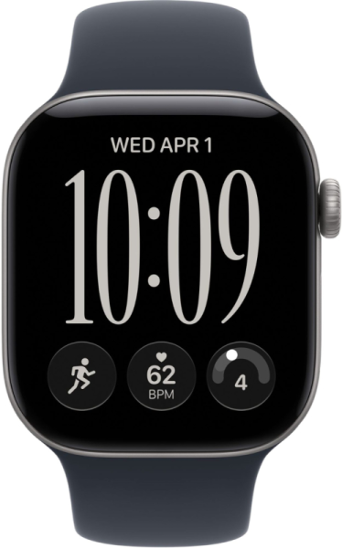 Apple Watch Series 12 46mm Aluminum Space Gray Case with Navy Blue Sport Band S/M