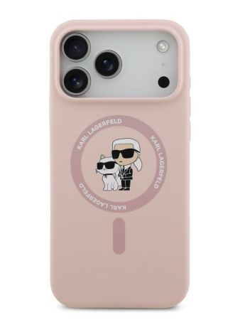 Lagerfeld для iPhone 17 Pro Max чехол Liquid Silicone NFT Karl & Choupette Hard Pink (MagSafe)