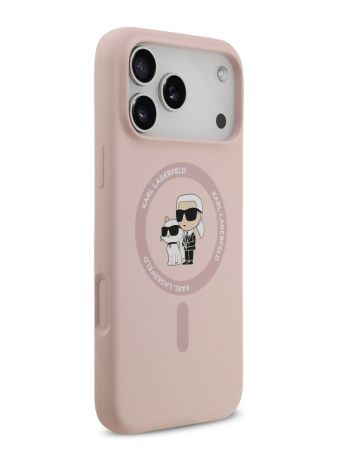 Lagerfeld для iPhone 17 Pro Max чехол Liquid Silicone NFT Karl & Choupette Hard Pink (MagSafe)